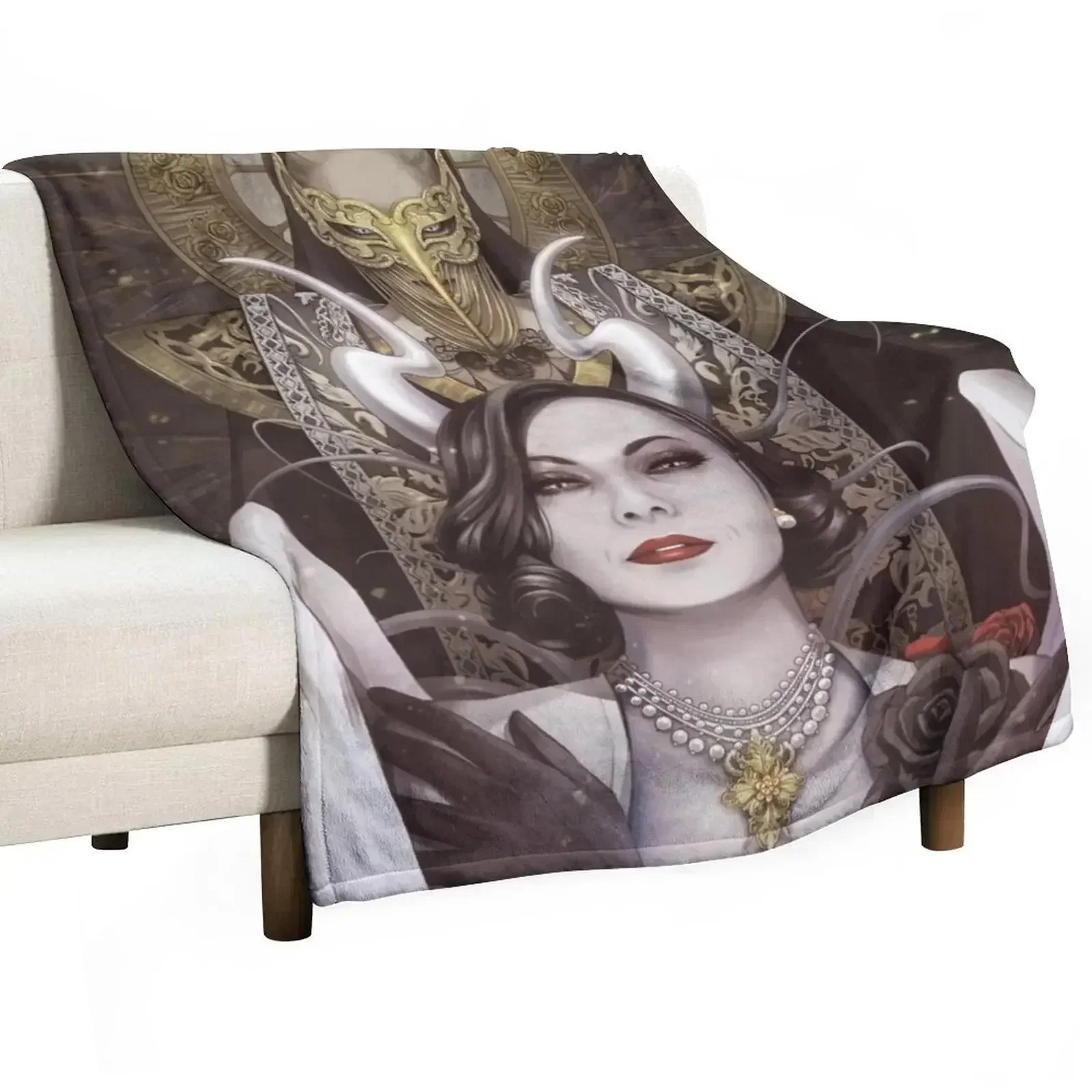 

Lady Dimitrescu with Mother Miranda Throw Blanket Luxury Throw Thermal Blankets