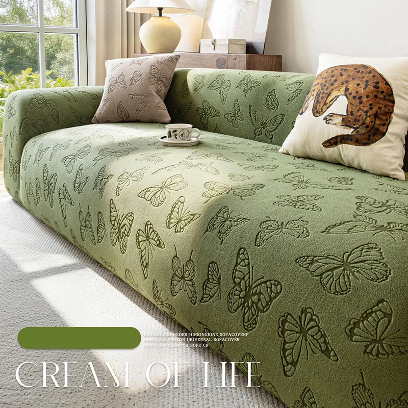 Retro Butterfly Jacquard Velvet Sofa Cover Autumn and Winter Warm Solid Couch Covers Anti-Skid Furniture Protection Slipcover