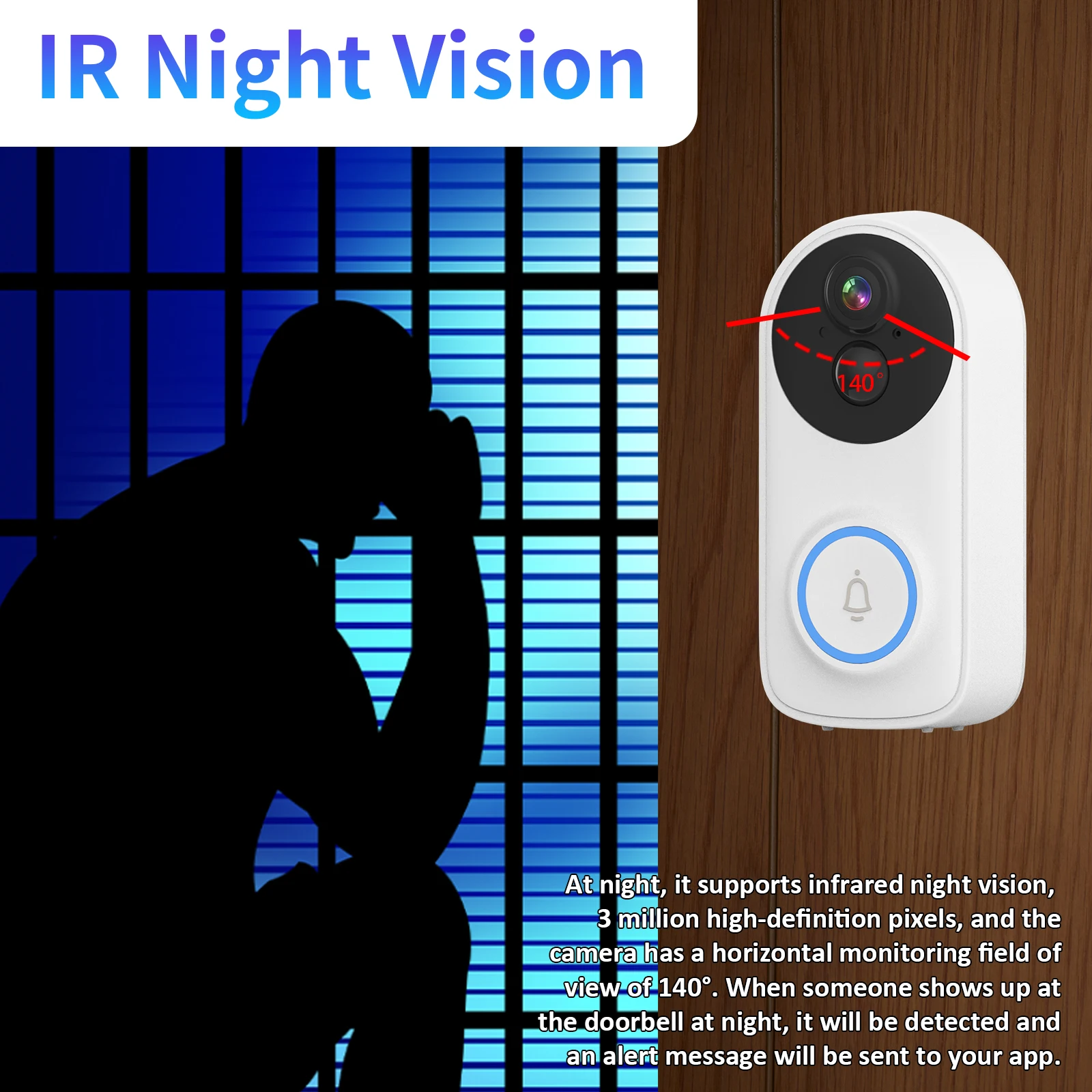 3MP 1296P iCsee APP Wireless WIFI Doorbell Visual Intercom Door Viewer Video Door Phone Camera  Low Comsuption  Peephole Viewer