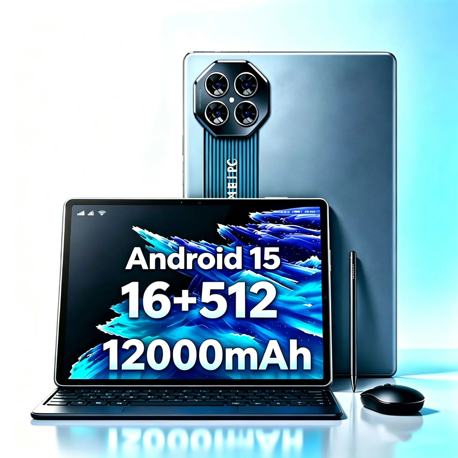 10.1-Inch 2-In-1 Tablet, Android 15 OS, 512GB Internal Storage, 16GB RAM for Snappy Performance. Dual Camera Setup, capture cris