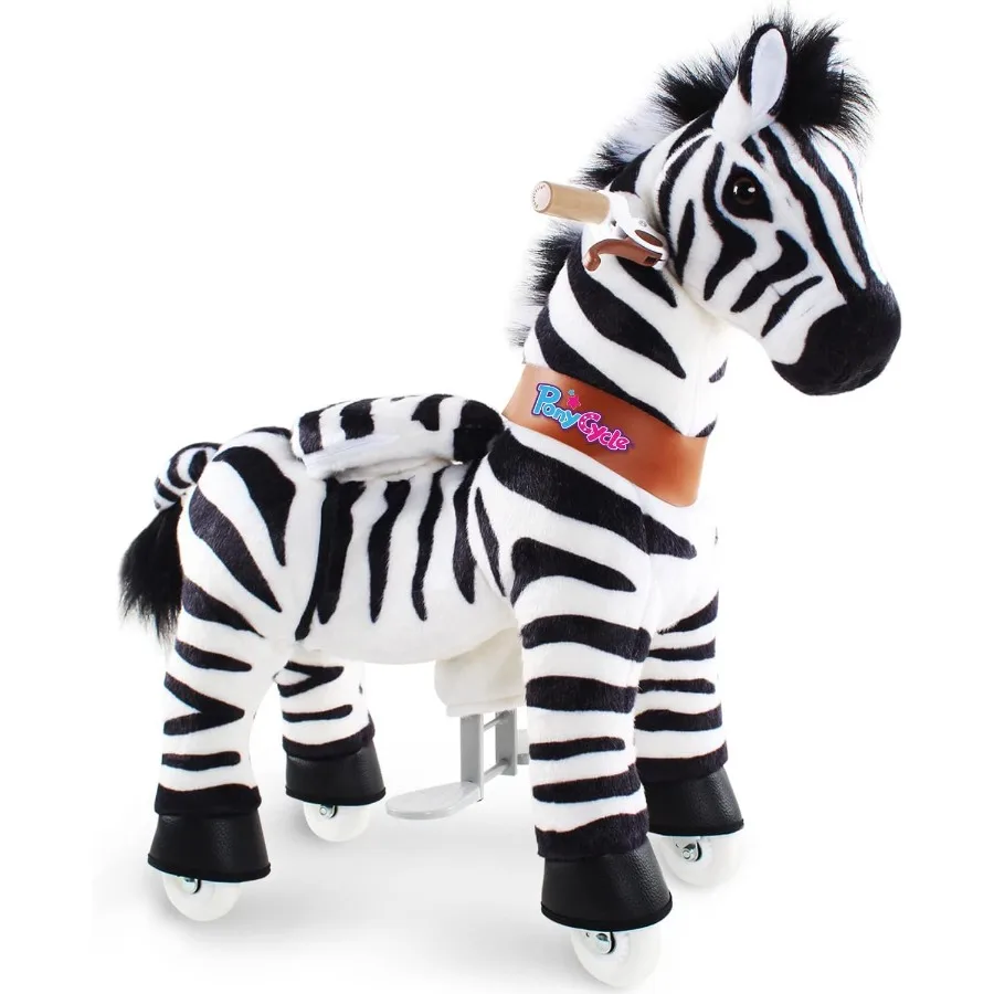 Zebra Kids Ride on Horse Kids Riding Horse Unicorn Toys Classic Model U (with Brake/ 30" Height/Size 3 for Age 3-4) Pony Cycle R
