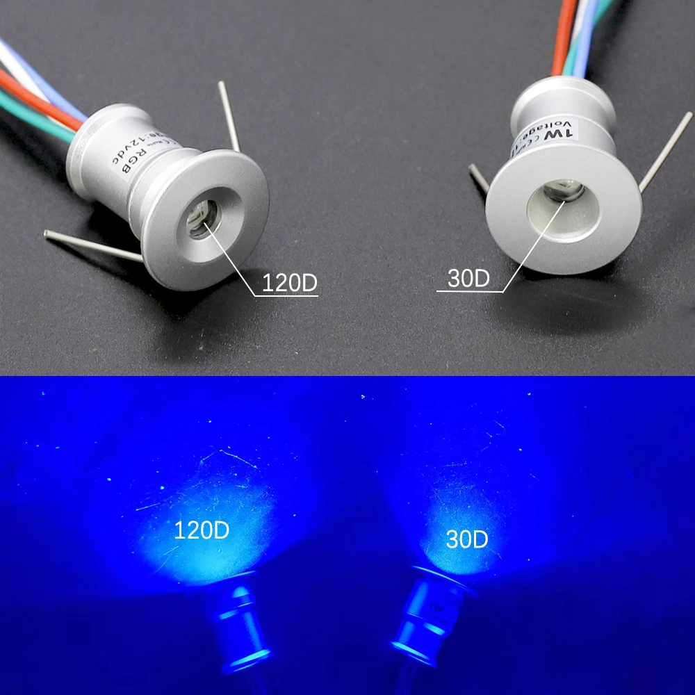 Imagem -04 - Mini Recesso Teto Led Spotlight Home Rgb Spot Light Foco Downlight para Palco Bar Party Vermelho Verde Azul Down Light 1w 12v