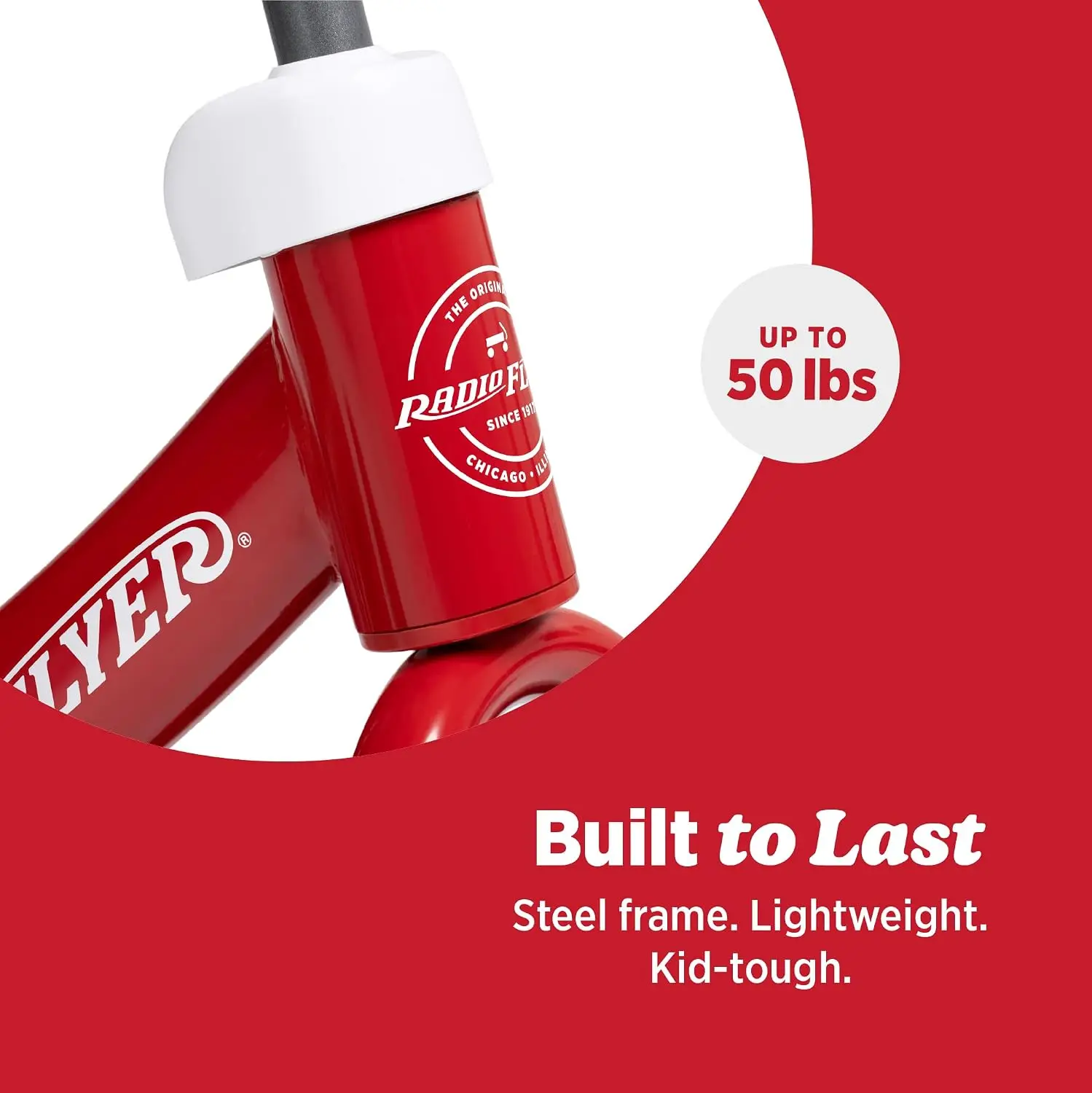 Air Ride Balance Bike, Red, Ages 1.5-5, Pedal Free, Rubber Air Tires, Adjustable Seat, Foot Rest, Bell view 6