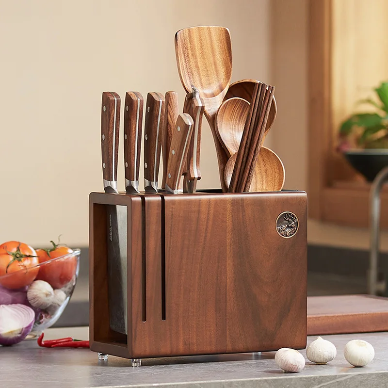 Solid wood knife holder, storage rack, chopstick tube, chopstick cage, integrated household kitchen knife holder, knife storage