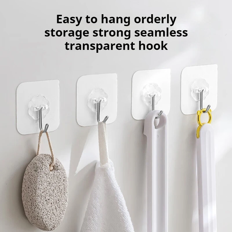 30pc Transparent Wall Mount Hooks - Strong Grip, Traceless, Easy Install, Multifunctional for Modern Decor