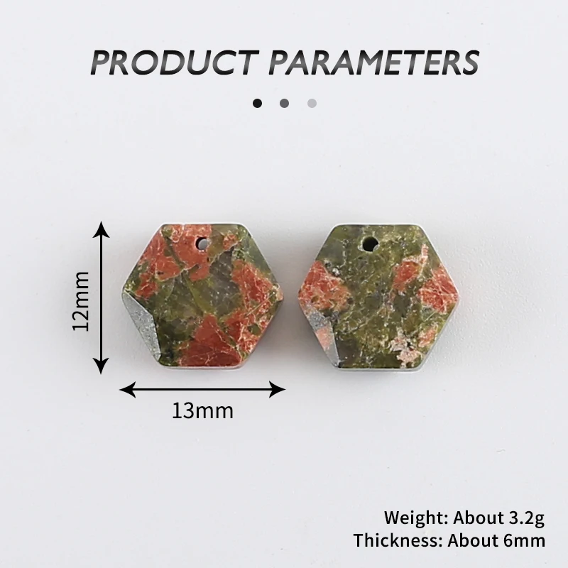 Wholesale Natural Unakite Jasper Hexagon Faceted Earrings Beads For Jewelry Making, Fashion DIY Earring Stone Jewelry