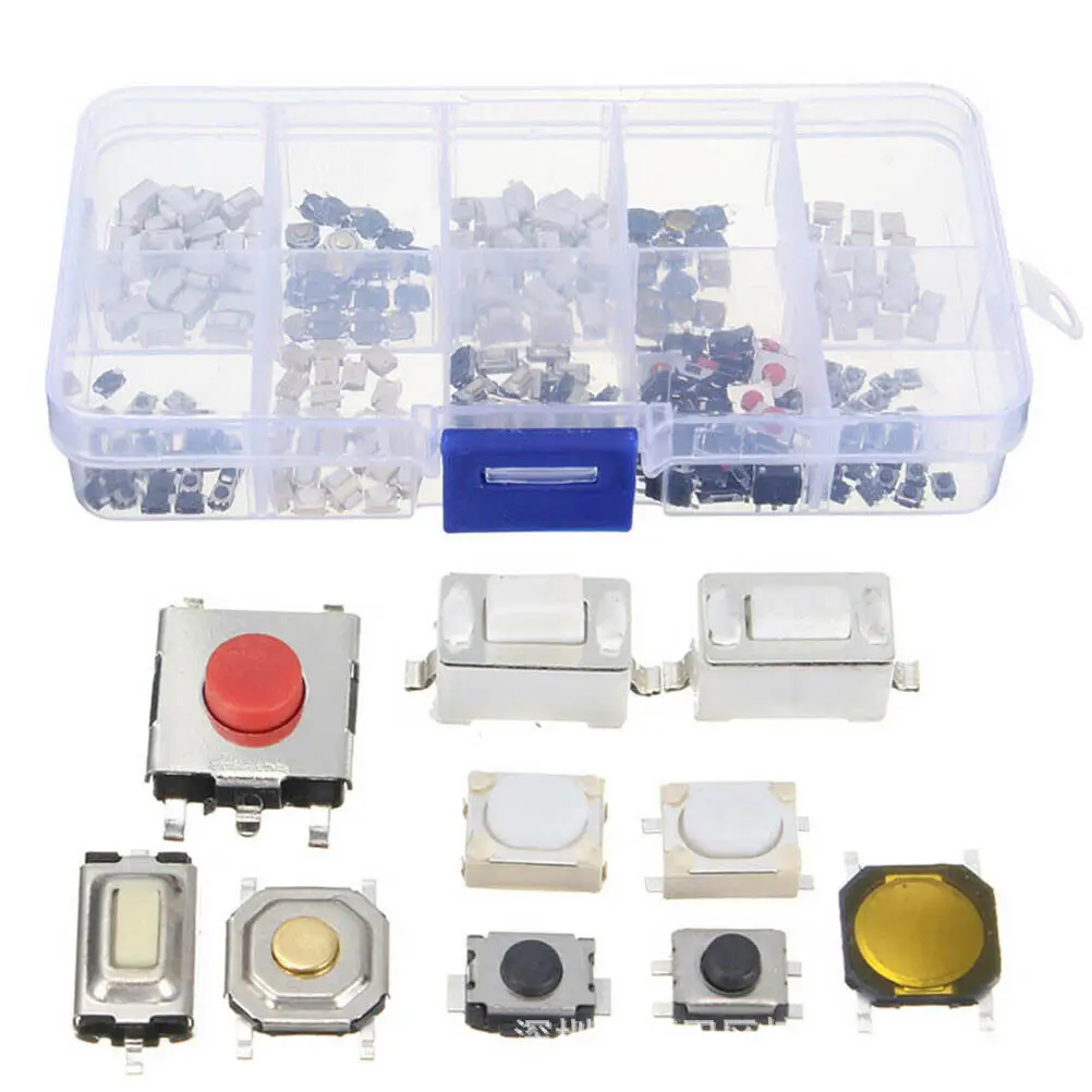 100/200/250pcs 10 types of miniature momentary tactile button switch trigger combination kit suitable for car remote key with pl