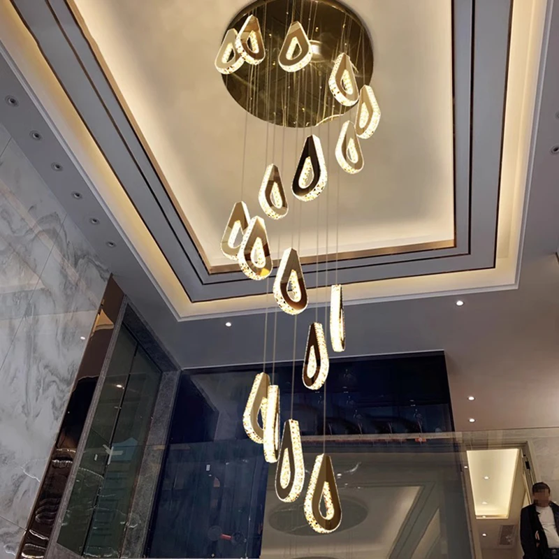 Modern home decoration crystal chandelier, stair Pendant lamp, living room Pendant lights, interior lighting