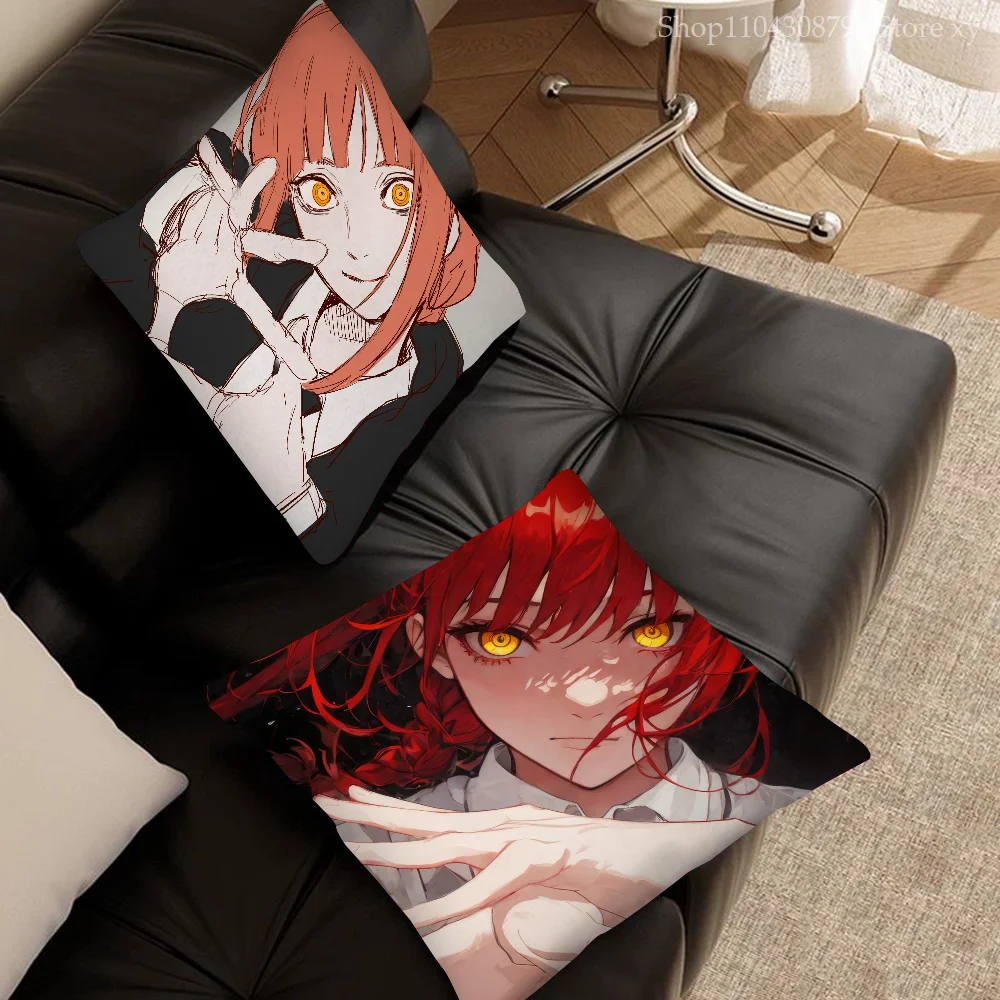 Makima Animation Chainsaw Man Pillow Case Square Pillow Bedroom SofaLeisureComfort Cushion Car Living Room Home Decoration 40X40