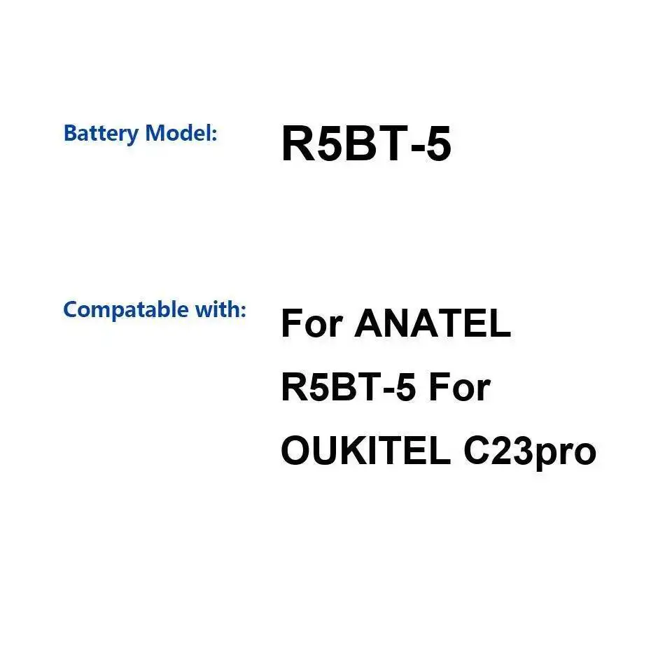 

For Anatel R5BT-5 Oukitel C23 Pro Reliable Power 5000Mah Mobile Phone Battery