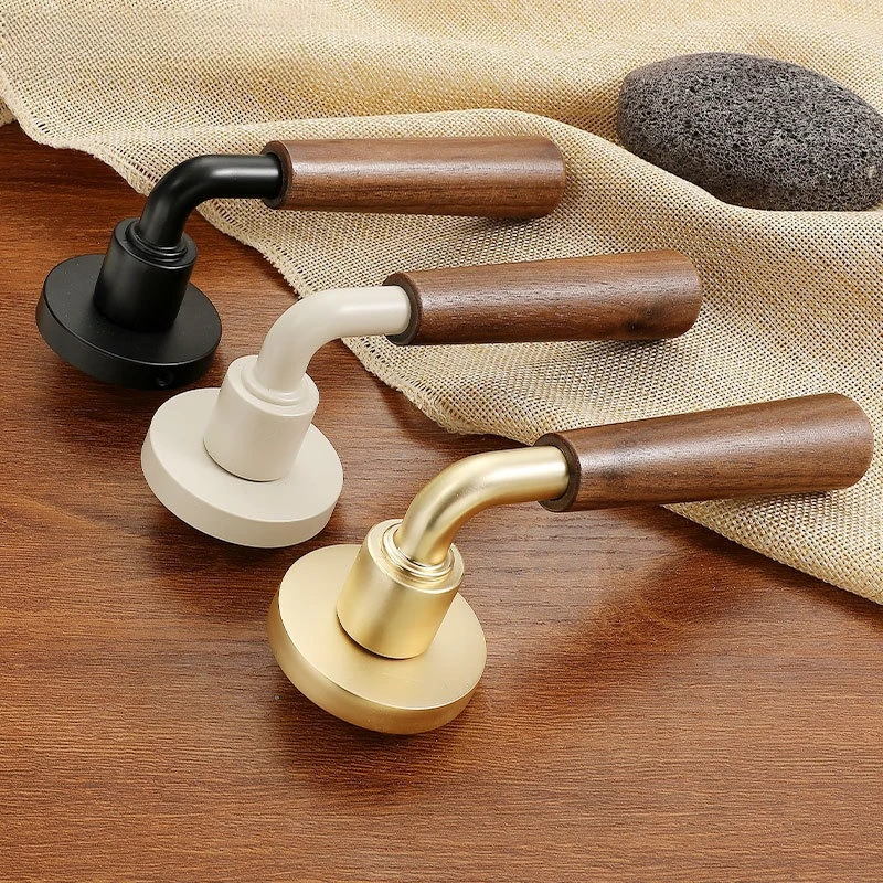 New Chinese Door Lock Indoor Magnetic Suction Silent Light Luxury Split Room Door Walnut Door Handle