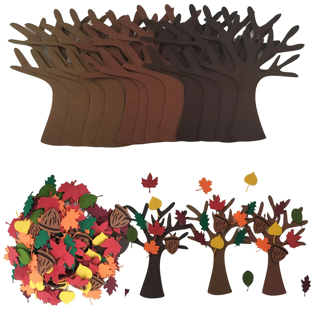 96-teiliges klassisches Baum-Bastelset aus Filz, DIY-Herbst-Thanksgiving-Party-Geschenk, Tutor-Tür-Wanddekoration