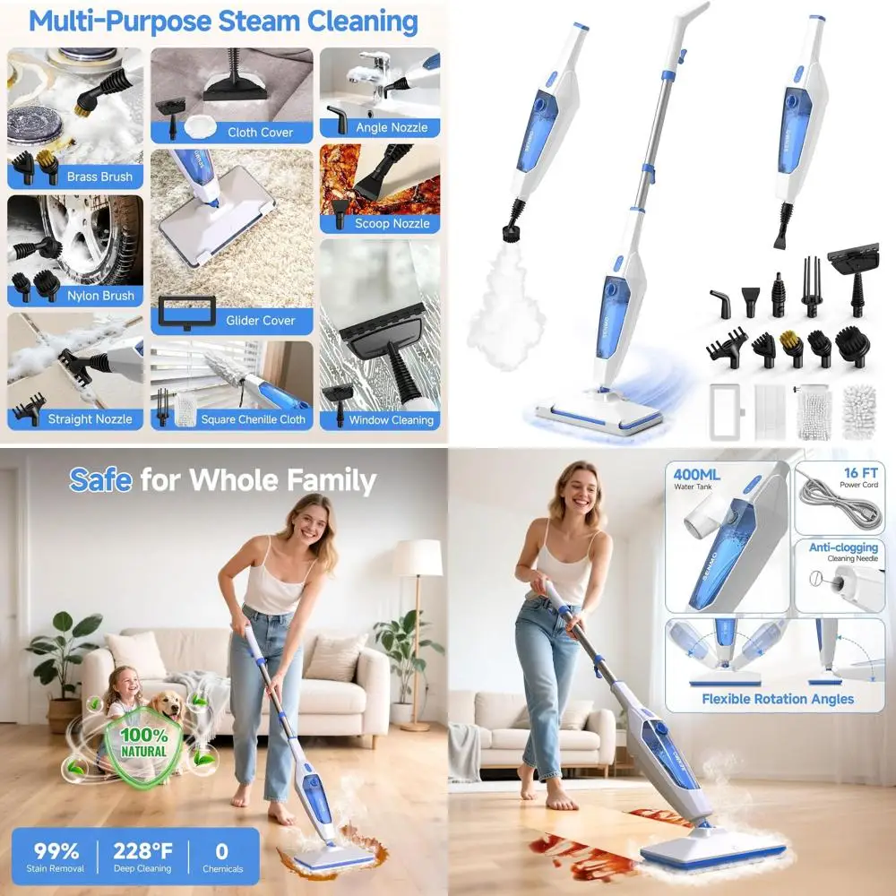 

Многофункциональный пароочиститель 14 в 1, 1300 Вт для дома, пола, ковров и многого другого