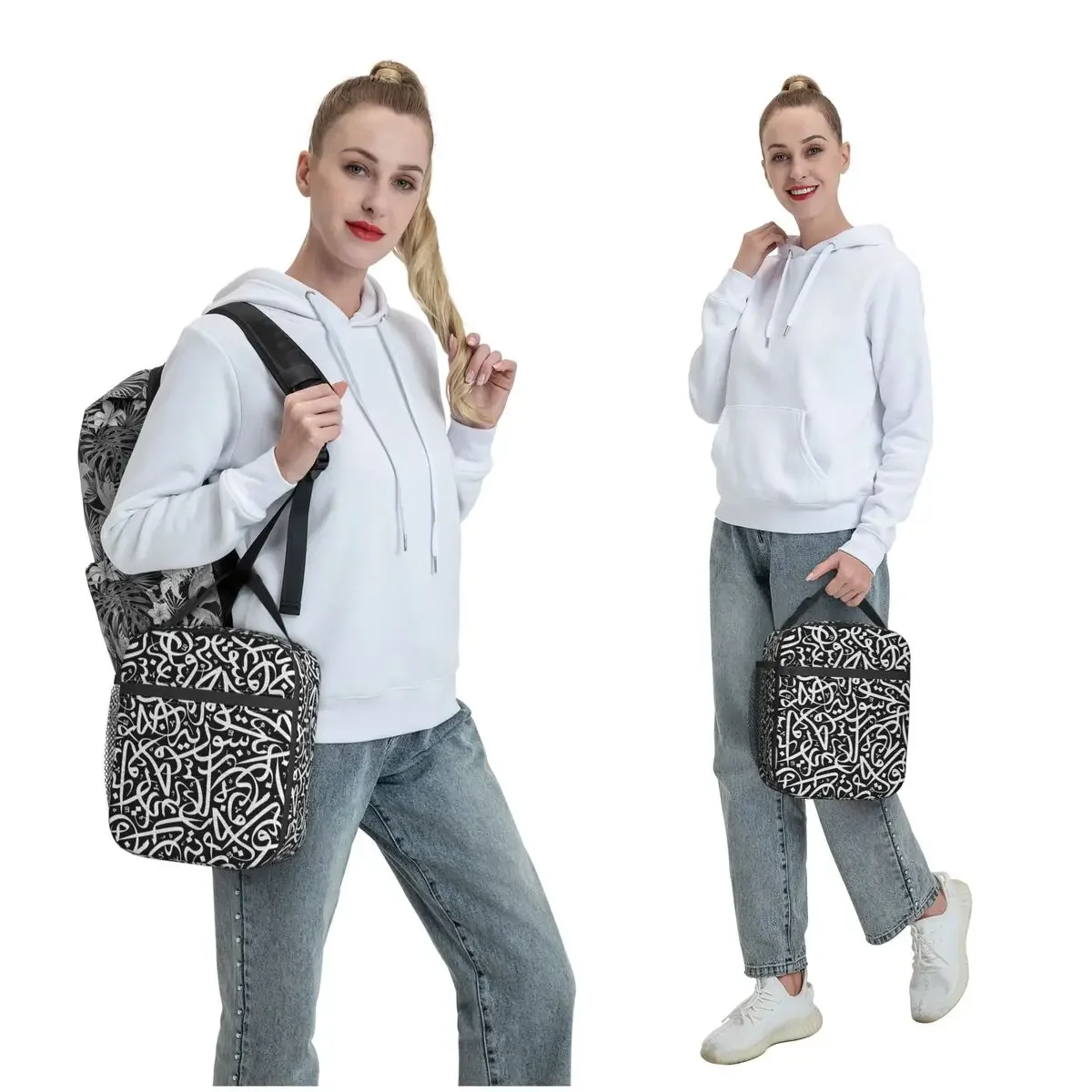 Arabic Calligraphy Words Artwork Israel Egypt Letters Insulated Lunch Bag for Women Kids Food Boxes Thermal Lunch Box Tote