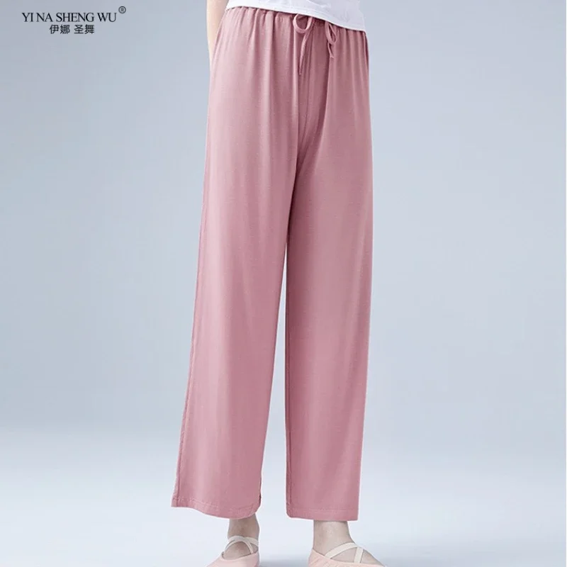 النساء الرقص السراويل فضفاضة الباليه الرقص ممارسة زي واسعة الساق مرونة عالية الخصر الكبار فتاة الحديثة الباليه الرقص السراويل