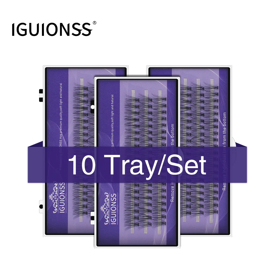 IGUIONSS 10pcs 10D 20D Super Cluster Eyelash Extension Natural Mink Eyelash Bunche Cilias Individual Lashes Makeup Cilias Volume