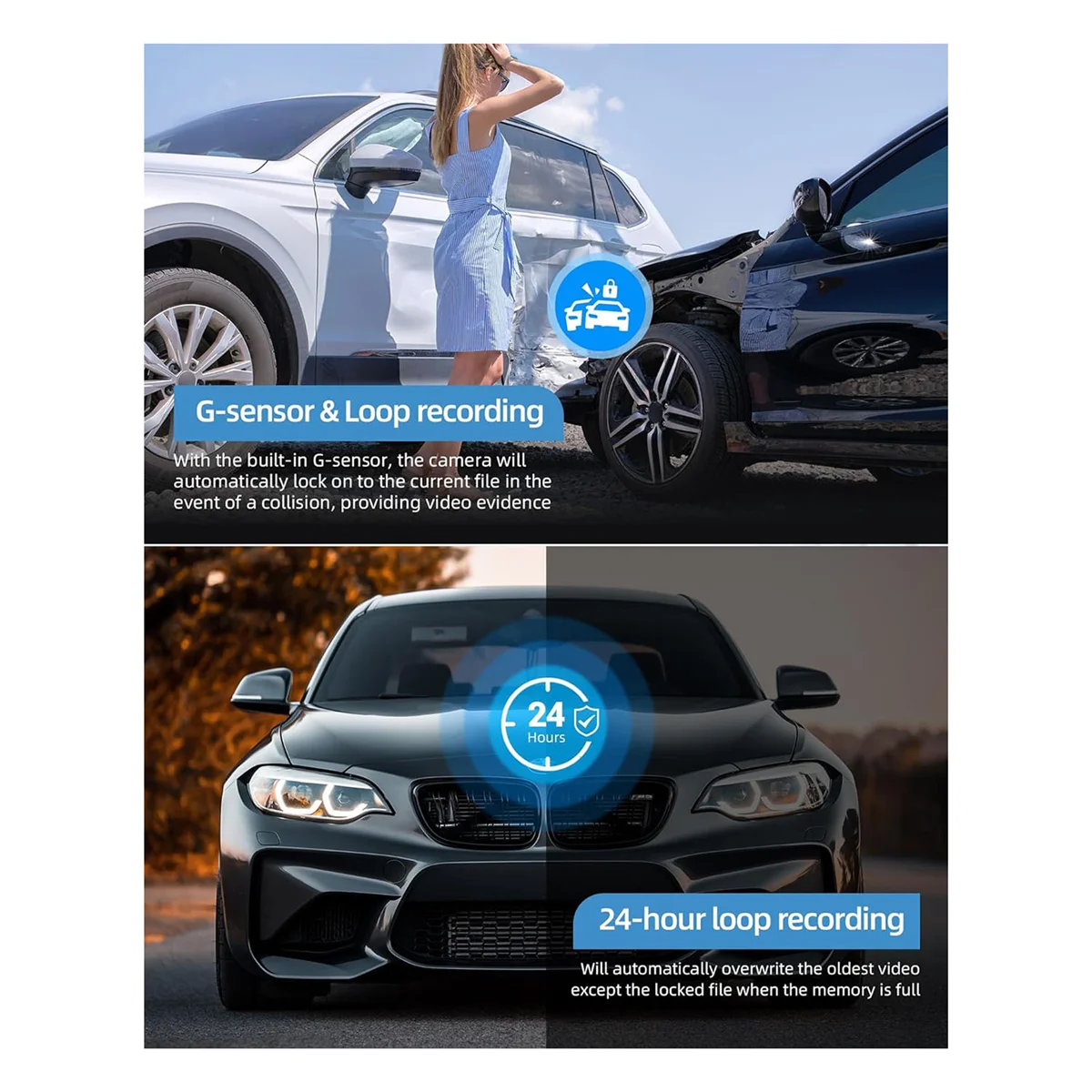 Dash Camera for Cars 1080P Cam Front and Rear Inside,Night Vision,Loop Recording,G-Sensor,Motion Detection,Parking Mode XY