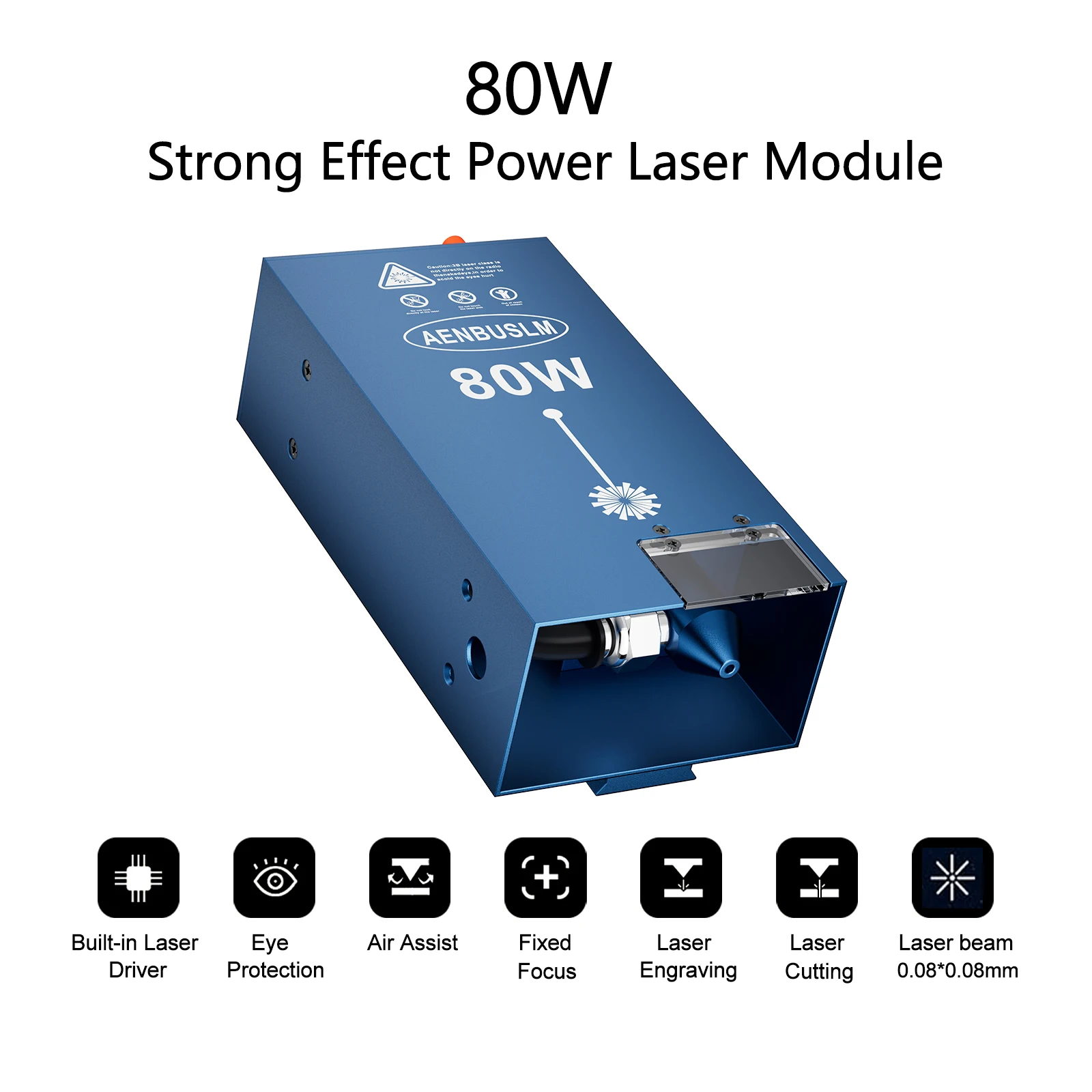 AENBUSLM 80W/40W/30W/20W/10W Laser Engraving Head For CNC Engraver Wood Cutting DIY Laser Tools 450nm Blue Light Laser Module