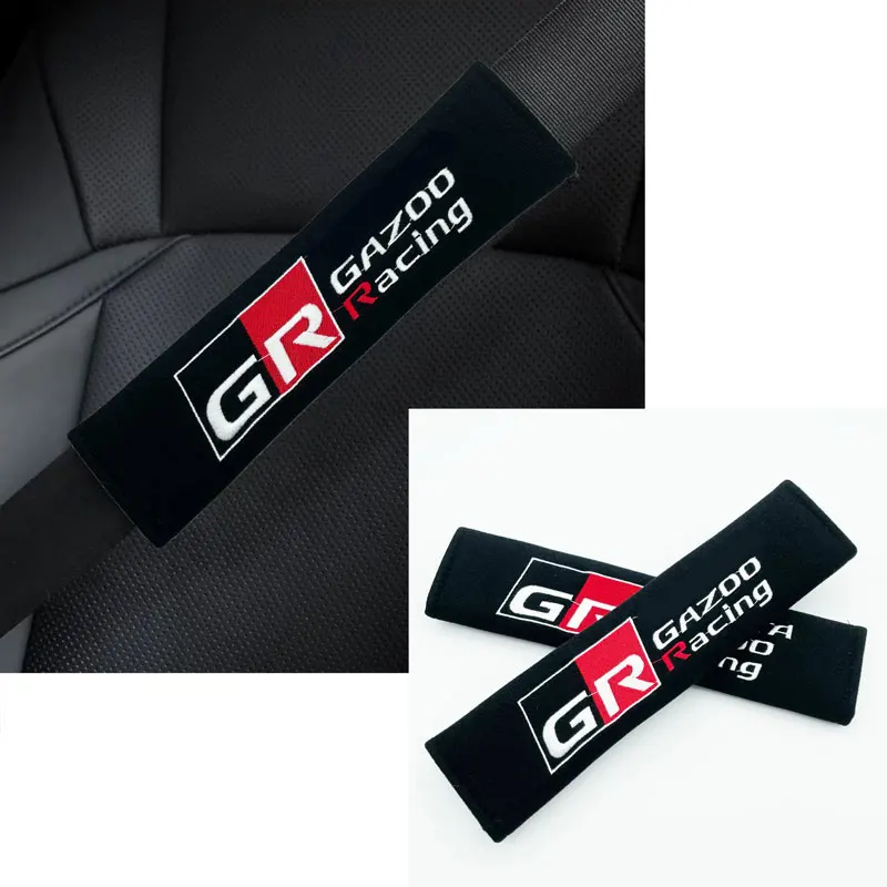 Auto Interior 2Pcs Car Seat Belt Cover Cotton GR Gazoo Racing Logo Shoulder Protection Cover For Toyota YARiS CHR RZ RC RS Prius