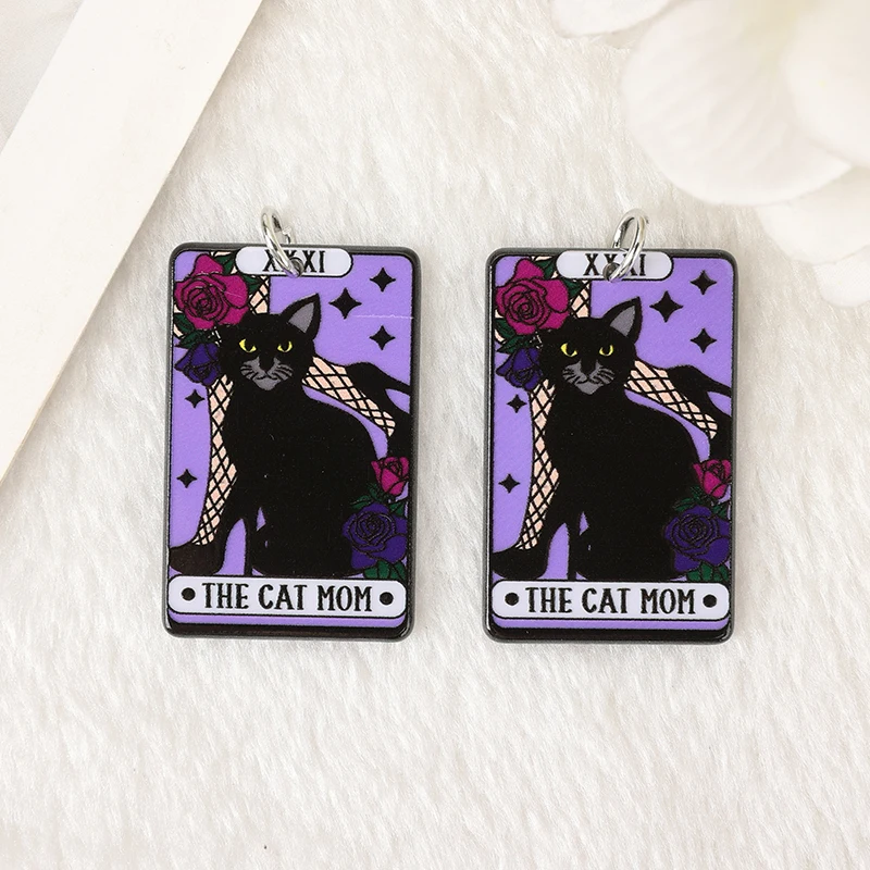 10Pcs Tarot Charms Creative Acrylic Spice Reader Teacher Pendant For Necklace Keychain Diy Making Accessories