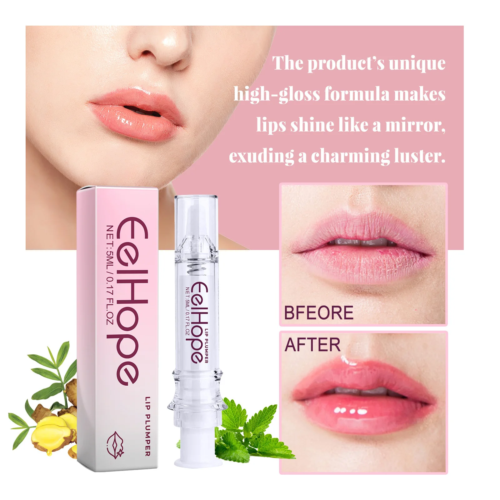 5ml Lip Plumping Gloss Moisturizing Sexy Lip Plumper Repairing Reduce Fine Lines Long Lasting Shine Crystal Volume Lip Cosmetics