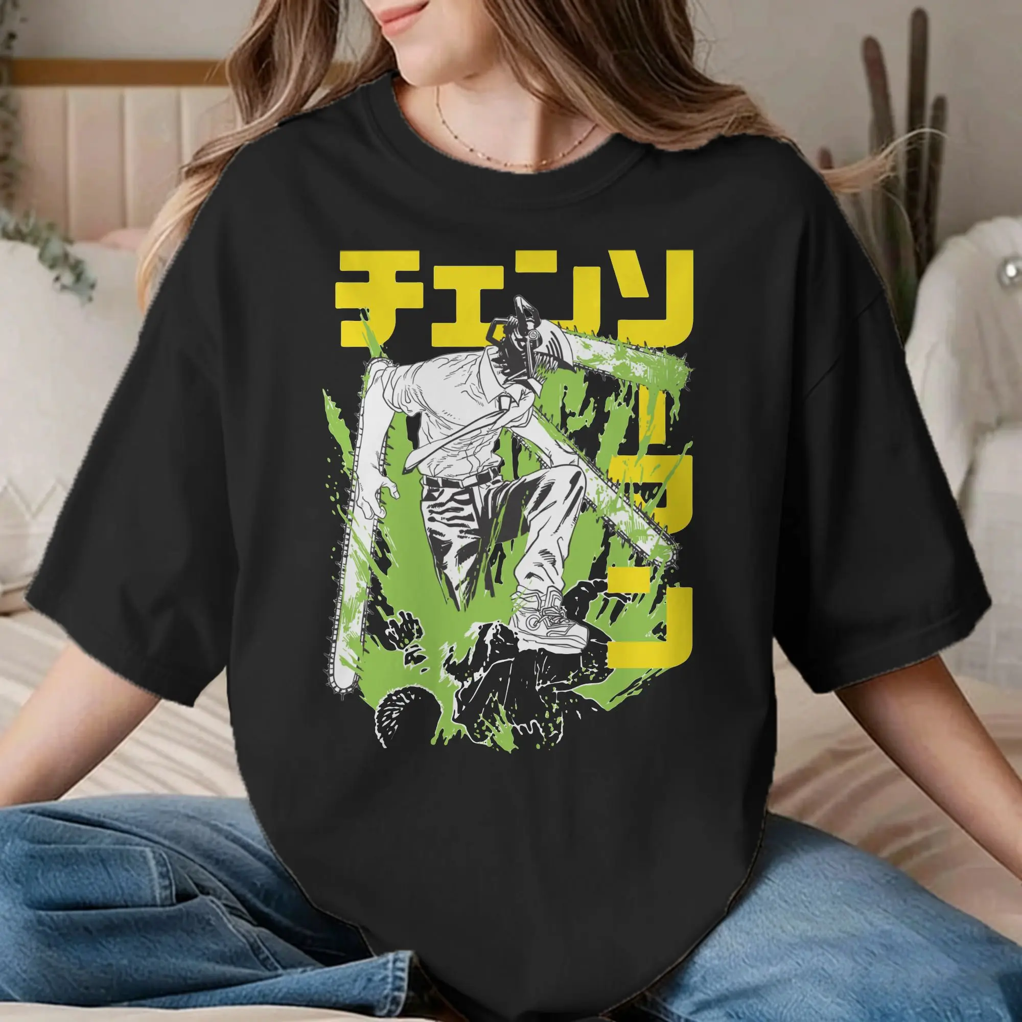 Funny Chainsawmans Manga T-Shirt Men Women's O Neck Cotton T Shirt Denji Devil Anime Short Sleeve Tee Shirt Plus Size Clothing
