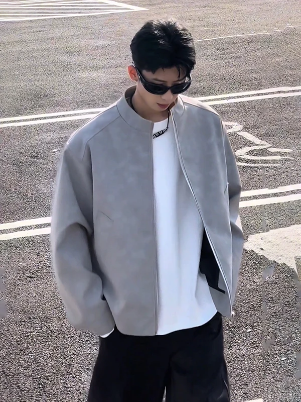 

Cleanfit Matte Dyed Leather Jaet Men's Spring Autumn Stand Collar American Flight Jaet ort Motorcycle Baseball orm