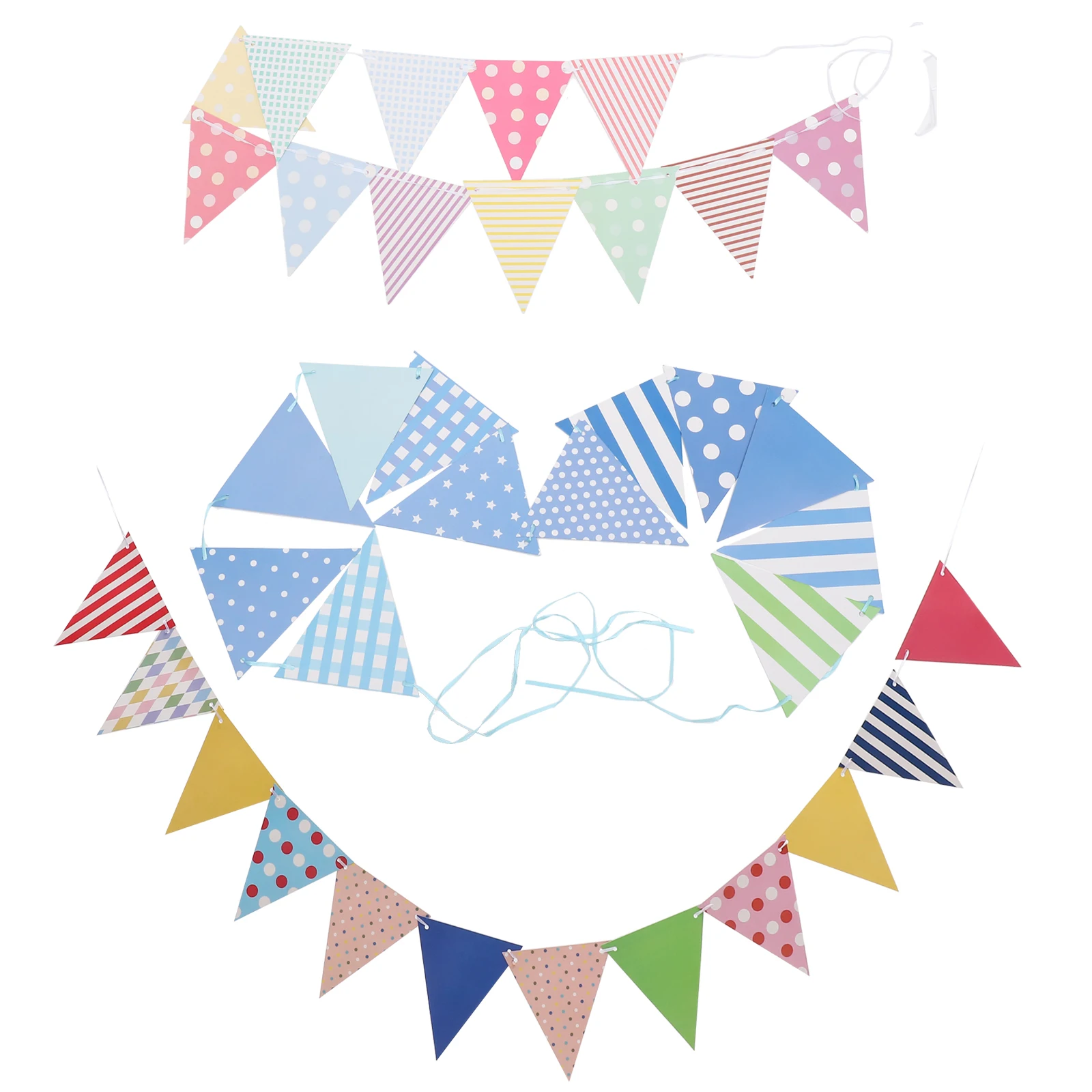

3pcs Triangle Bunting Colorful Flags Party Decoration Hanging Banner For Wedding Birthday Home Garden Office Colorful Triangle