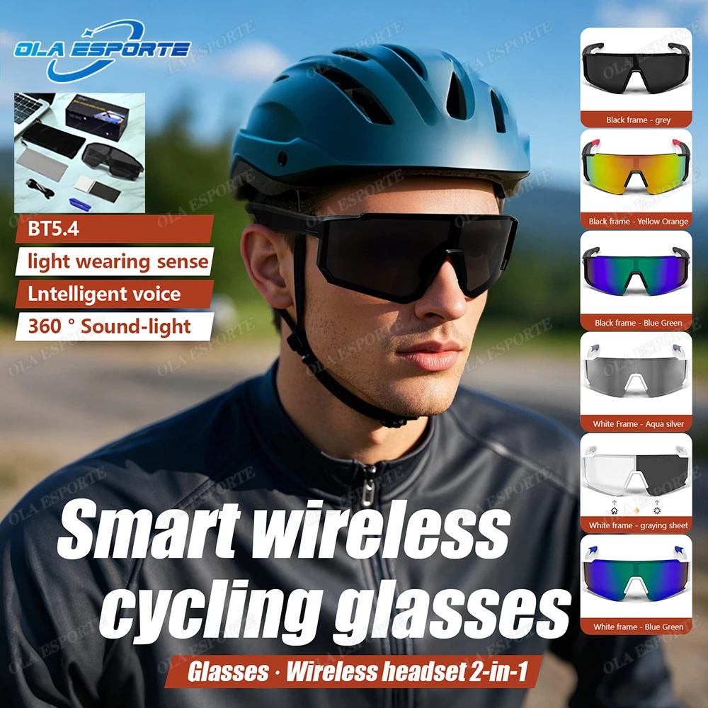 

New Outdoor Smart Glasses Bluetooth Call Voice Assistant Music Glasses Camera Smart Sport Polarized Sunglasses Anti-Blue glasses