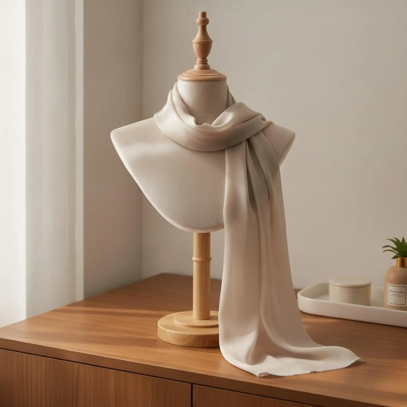 Bust-Form Display Mannequin Pin-Friendly clothCovered Bust Display with Adjustable Height Necklace Mannequin Holder