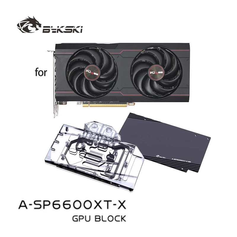 Bykski  A-SP6600XT-X GPU Water Block for Sapphire RX 6600 XT Pulse OC Video Card / PC Cooling Copper Radiator RGB Light SYNC