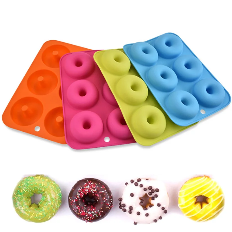 Reutilizável Silicone Donut Mold, Non-Stick Baking Pan, Ninja Air Fryer Acessórios, Mousse Bolo Sobremesa, Molde de festa, 6-Cavity