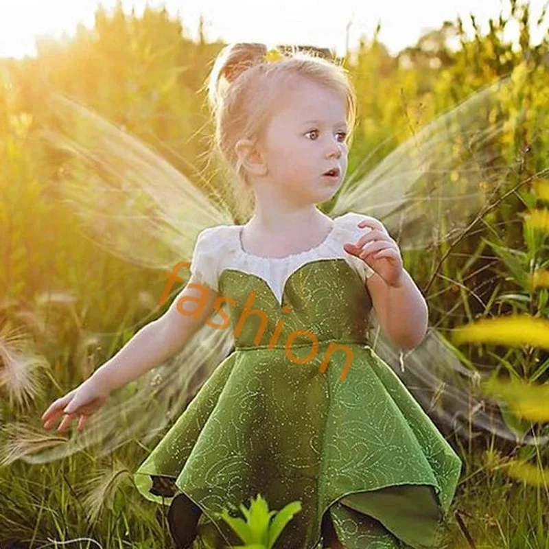 

New elf costume princess dress Halloween costume girl jungle Tinkerbell cos flower fairy dress dress party kindergarten activity