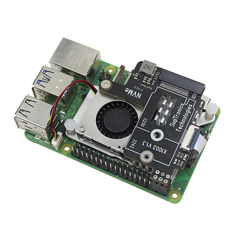 For Raspberry Pi 5 Pcie To M.2 Nvme HAT+Radiator SSD MINI Adapter Board For 2242 2230 Nvme SSD Expansion Board