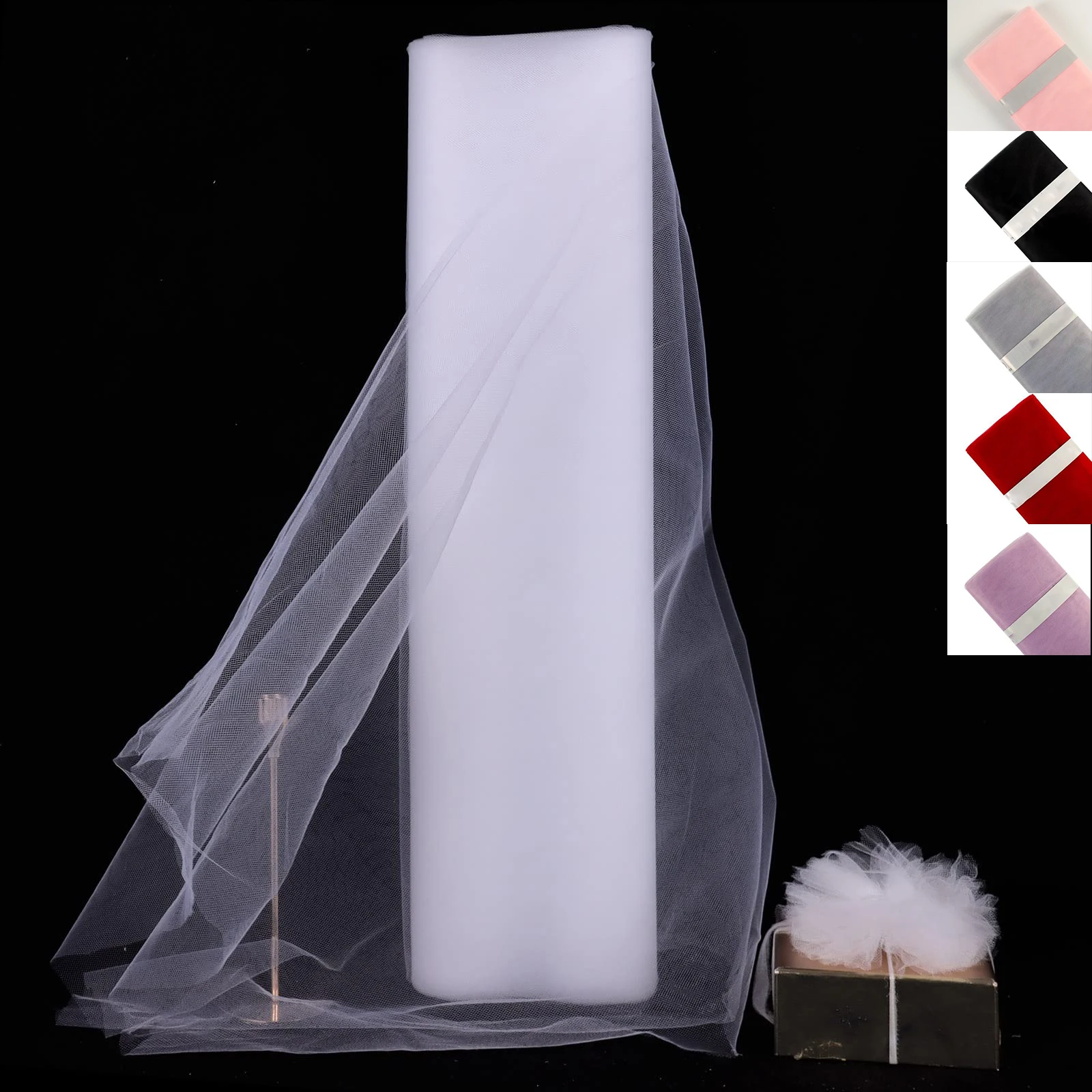 1.6x18M White Tulle Rolls for Wedding Birthday Party Decoration Tutu Table Skirt Tulle Fabric Spool Wrapping Ribbon DIY Crafts