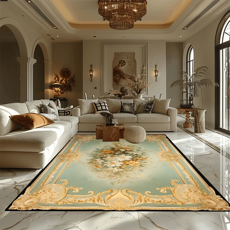 European Pastoral Style Carpets for Living Room Decoration Home Luxury Rug Large Area Bedroom Non-slip Mat Washable Lounge Rug