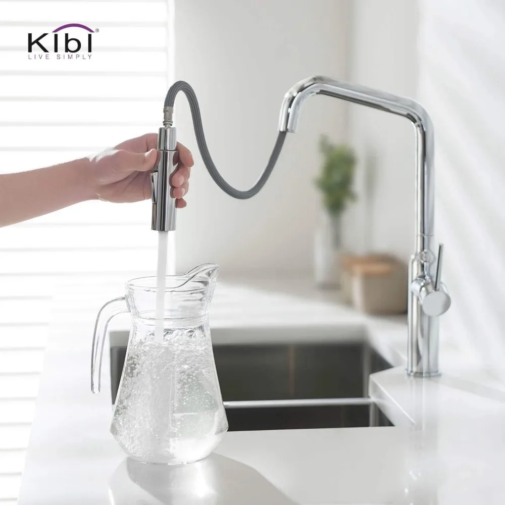 Keran Dapur High-Arc Pull-Down dengan Spout Putar 360 Derajat dan Konstruksi Kuningan Solid - Desain Tuas Tunggal untuk Kemudahan yang Lebih Baik