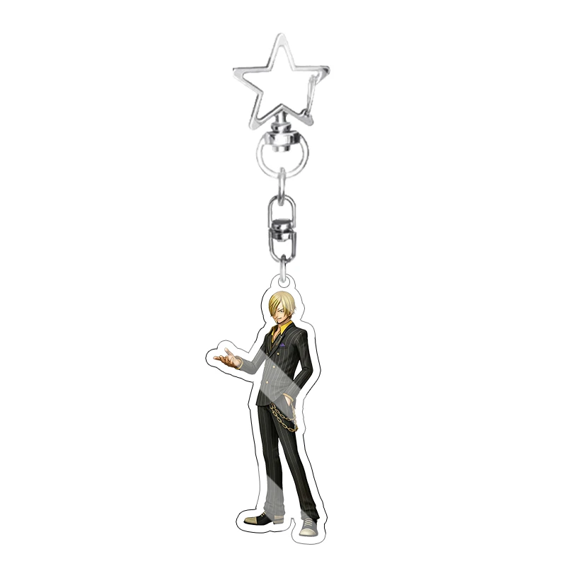 Fashion 5cm Peripheral Sanji Formal Striped Suit Acrylic Keychain Creative Q Version Character Gentleman Business Anime Pendant view 4