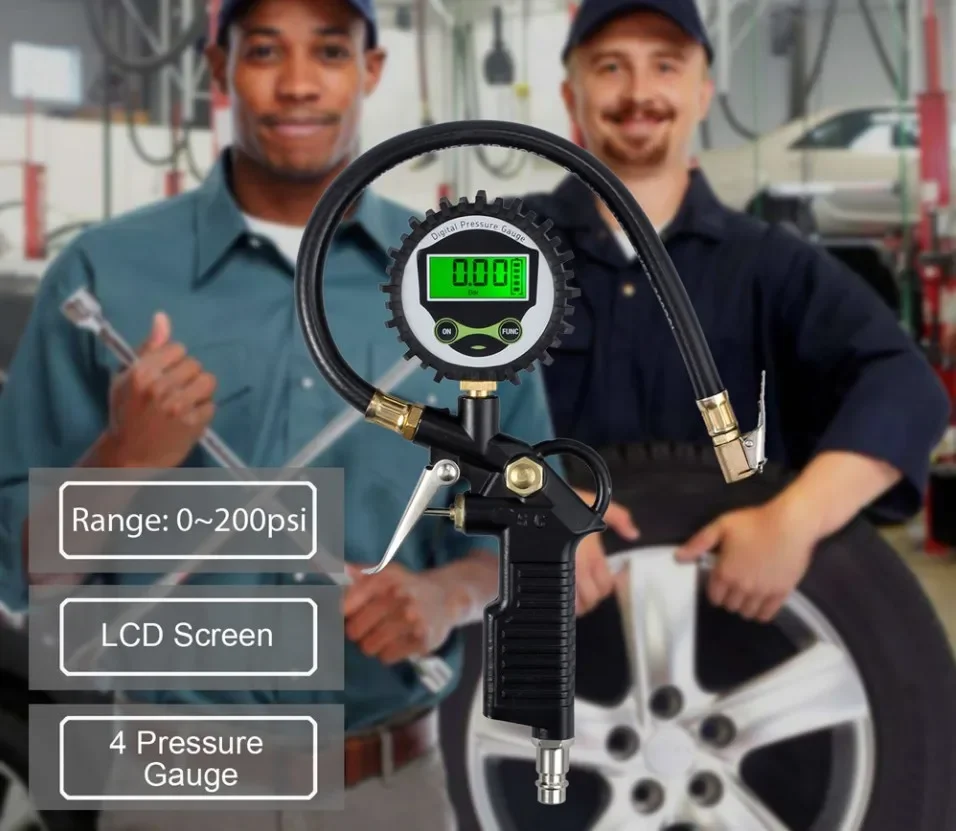 Able Digital Tire Pressure Test Table Automotive Tire Pressure Meter Electronic Tire Pressure Gun Barometer