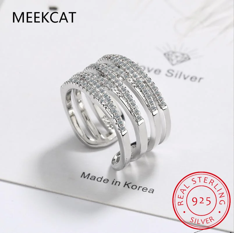 Moissanite Multilayer Rings for Women, 925 Sterling Silver D Color VVS1 Clarity Round Cut Trendy Engagement Rings MSR043