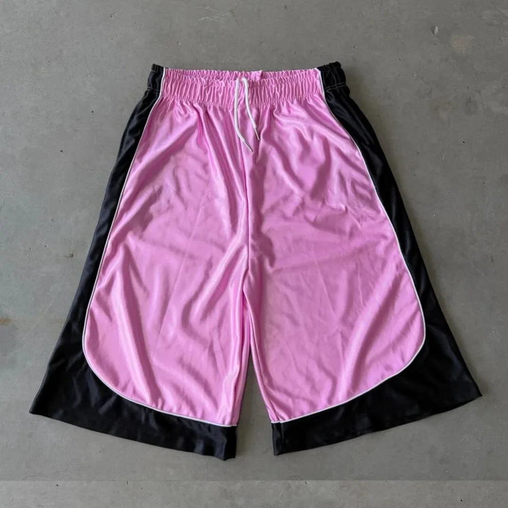Retro-Hose in kontrastfarbenem, leuchtendem Design, 7 Zoll lang, mit Kordelzug und elastischem Bund, weiten Beinen und lockerer Passform, Sportshorts. – Detail 8