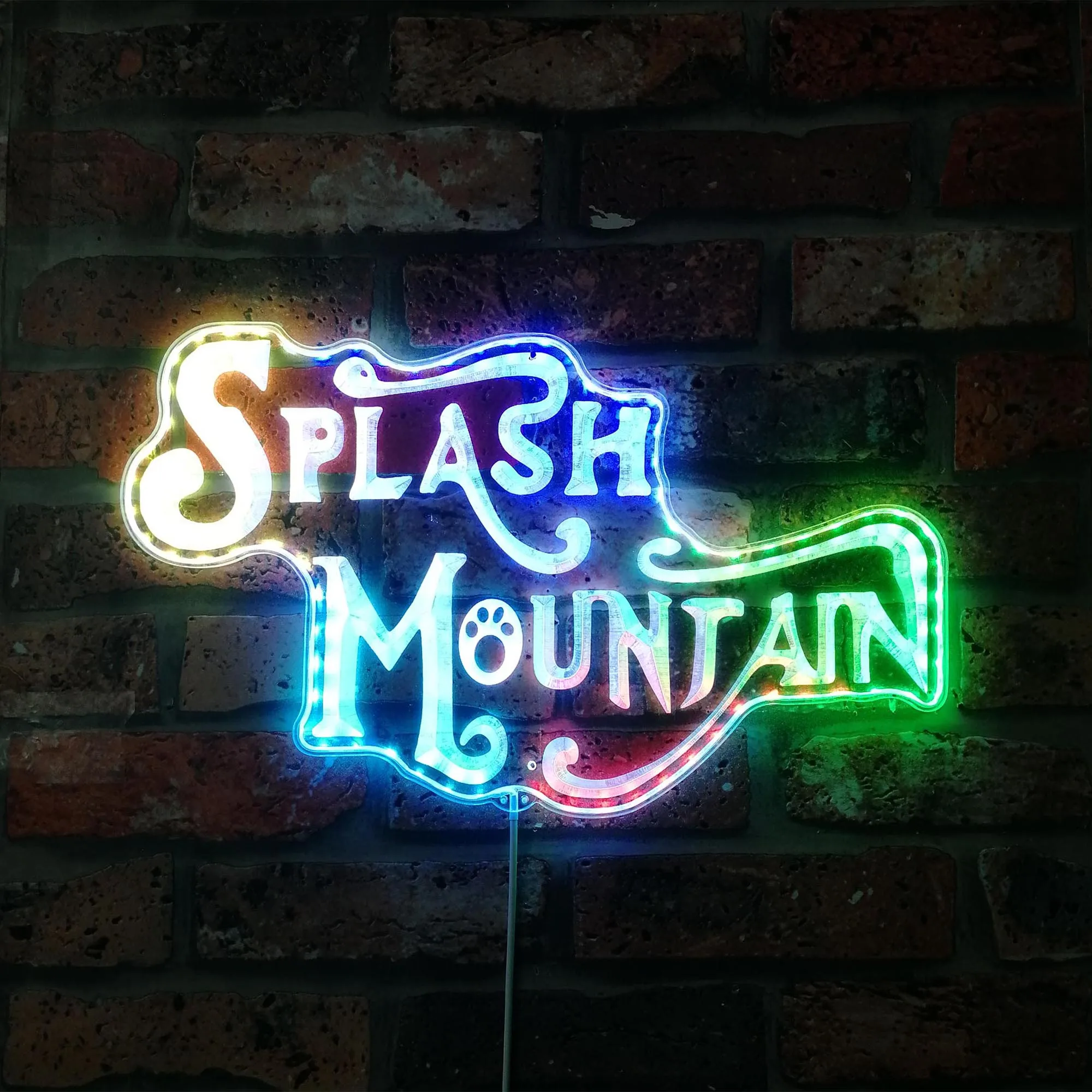 Splash Mountain Dynamic RGB Edge Lit LED Sign, Game Room Decor, Gaming Night Light