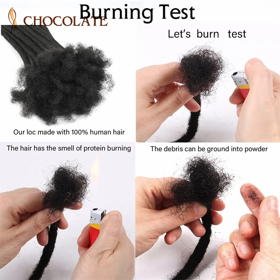 0.8cm Diameter Loc Extension 100% Human Hair Dreadlock Extensions for Man/Women Full Head Handmade loc Extensions