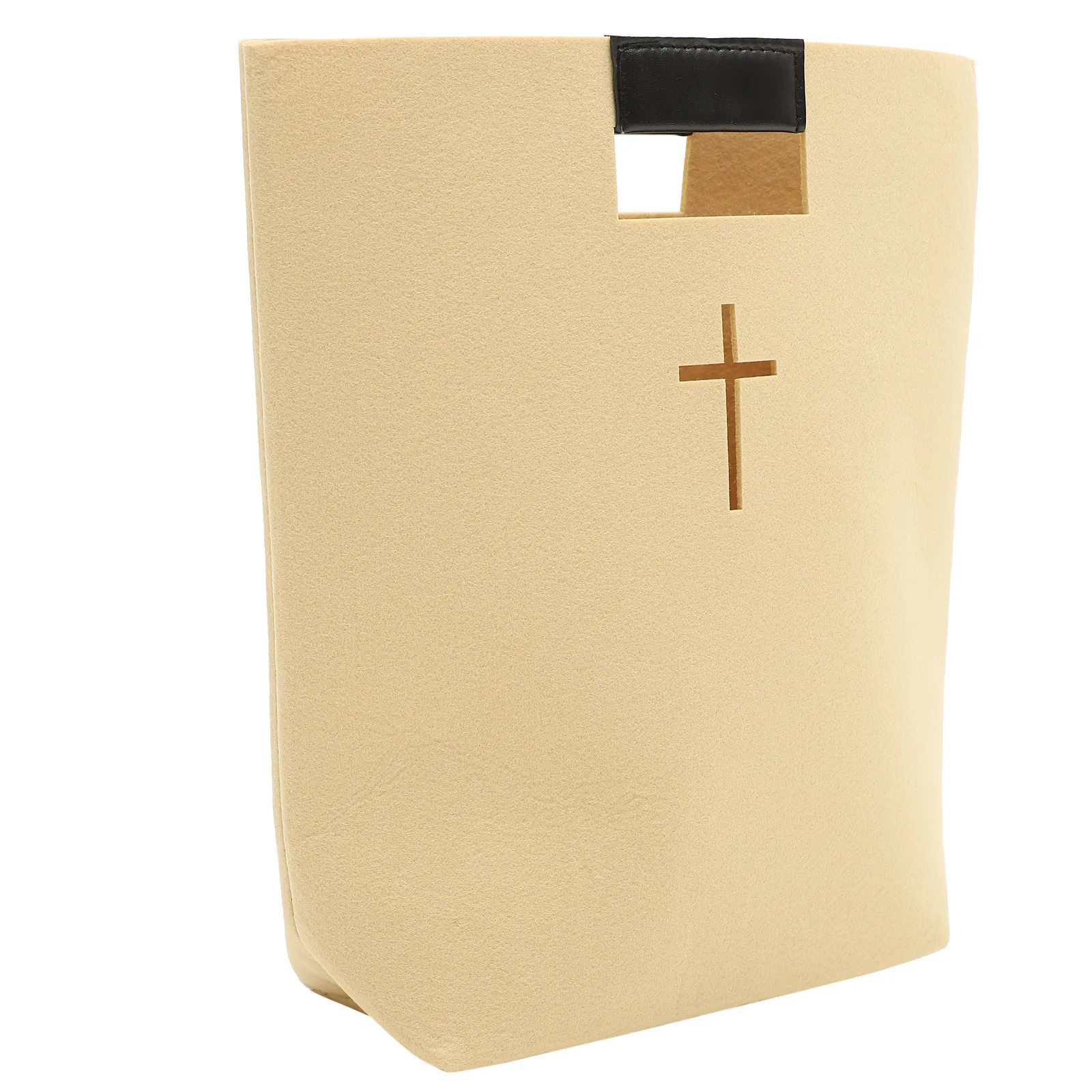 1Pcs Bible Carrying Case Large Capacity Cross Design Felt Tote for Church School Shopping Study Christian Gift