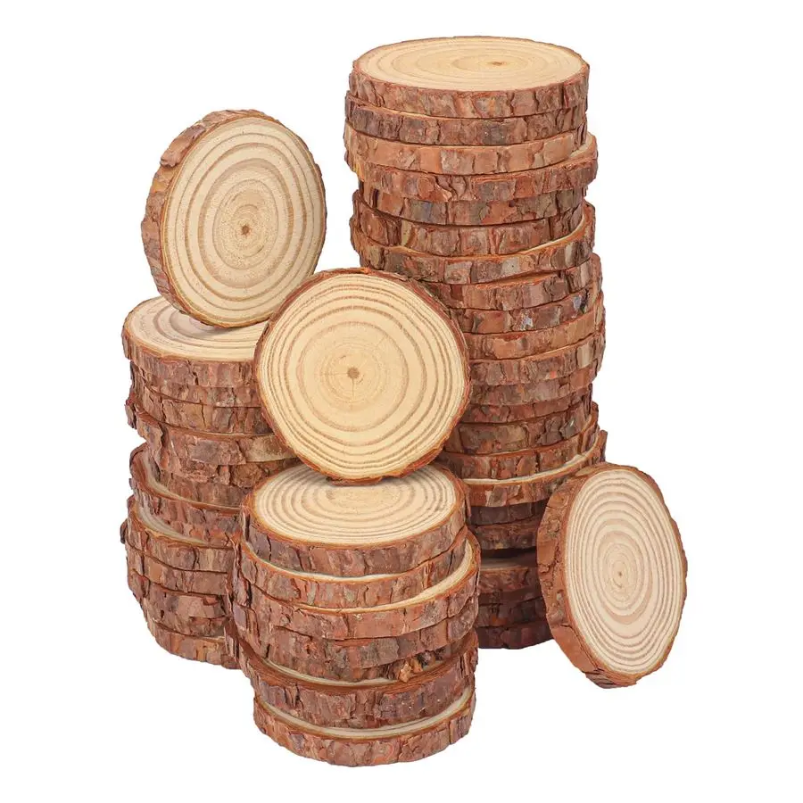 

PCS Unfinished Wood Slices for Centerpieces, 3.154 Inch Natural Wood Slices with Tree Bark Pine and Wood Rounds Discs for DIY Cr