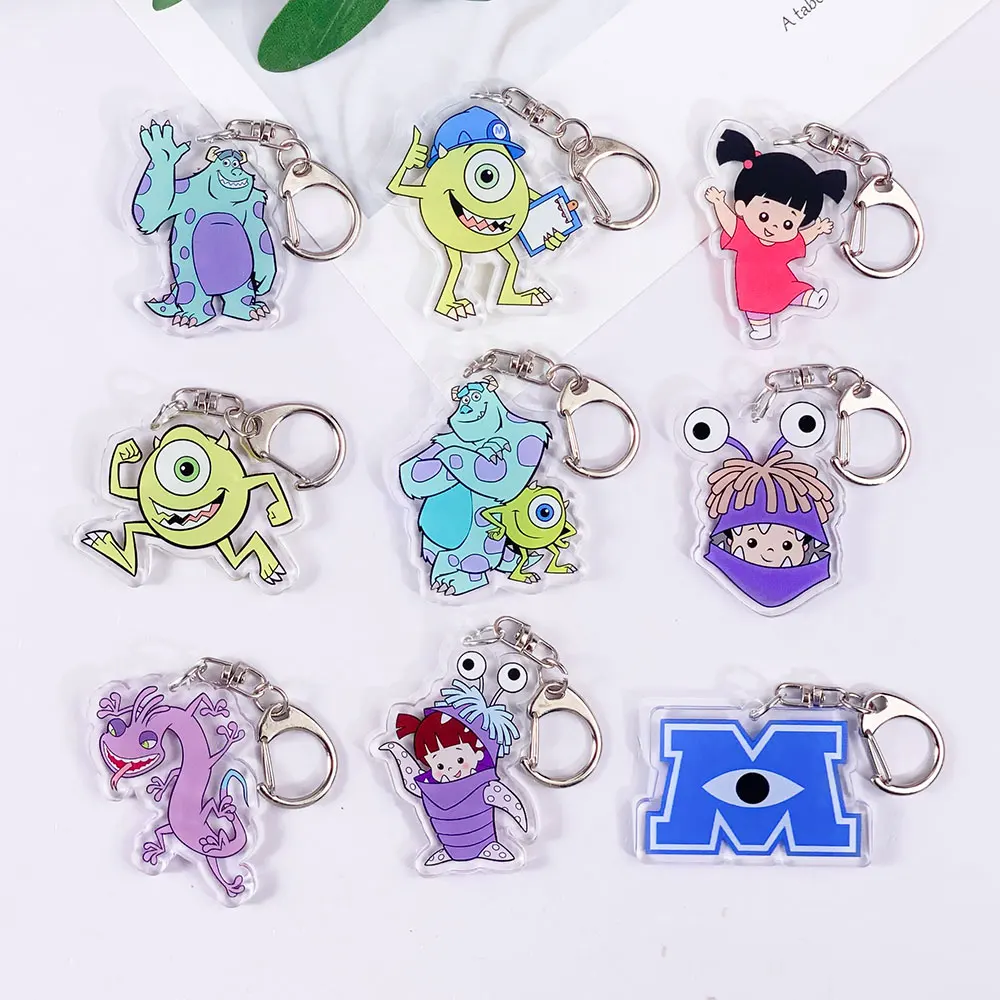Llavero acrílico de dibujos animados de Disney Monsters, Inc., accesorios para coche, colgante para mochila, llavero, regalos para amigos, 1/15 Uds.