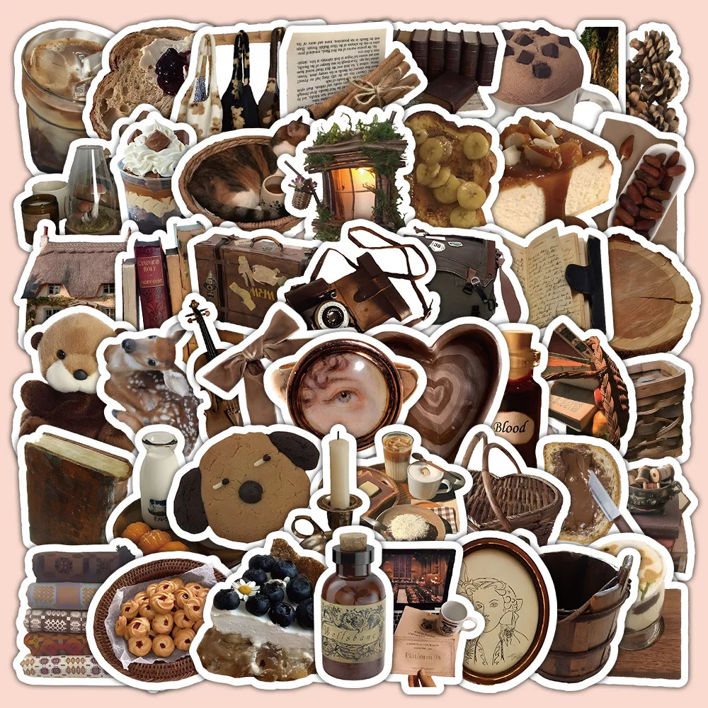 

60pcs Ins Style Cartoon Brown Stickers Cute Decals Decoration DIY Phone Notebook Bike Suitcase Motorcycle Kids Sticker Toy
