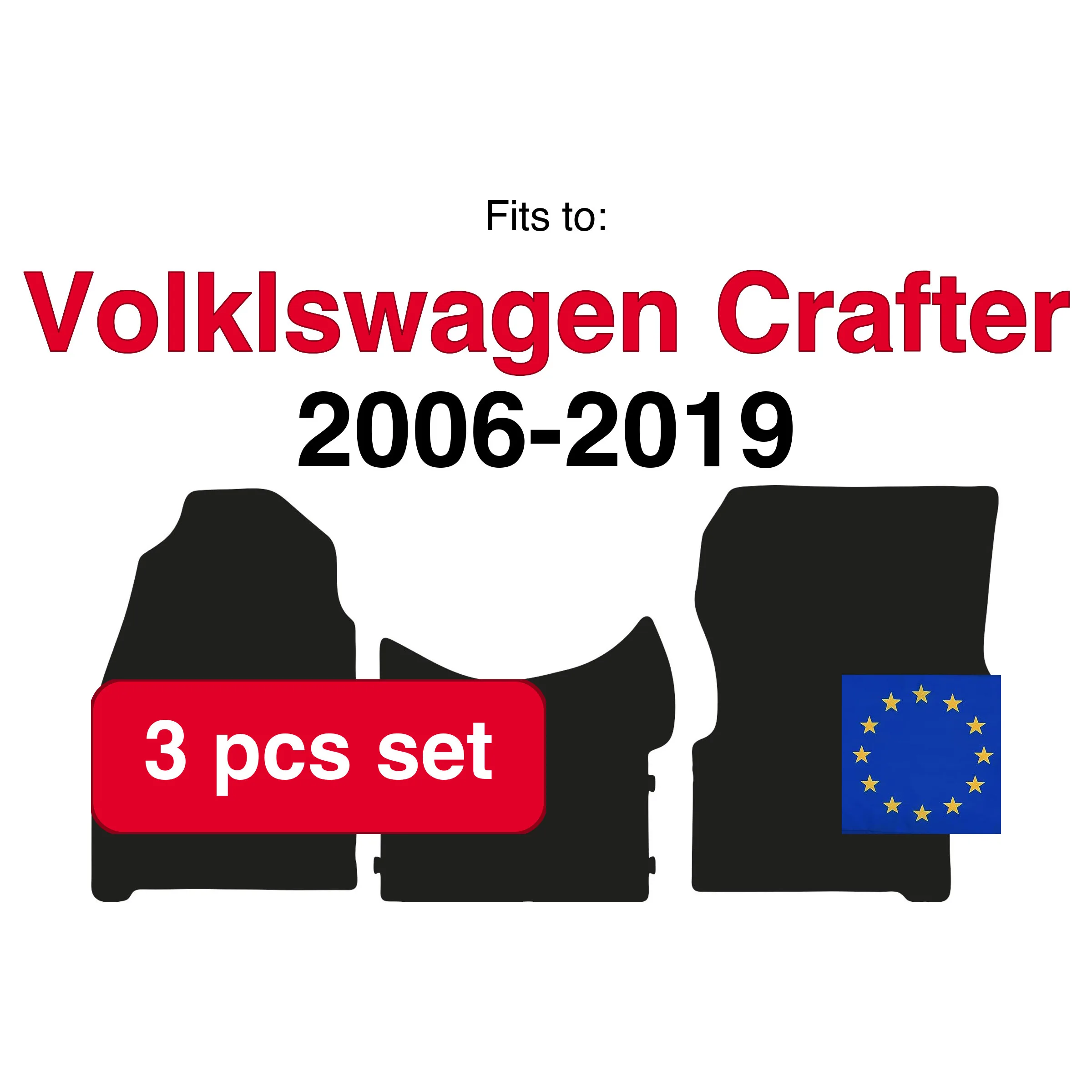 Mercedes Sprinter II bedrijfswagenmatten 2006-2019-zwart (3 stuks) in de auto passende automattenset