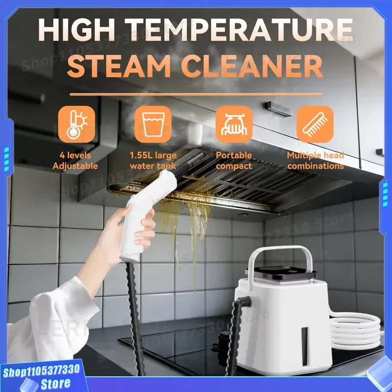 1500W High Temp Steam Cleaner 1.5L Portable Car Wash Machine Household Multi Purpose Pressure Steamer for Kitchen Cleaning