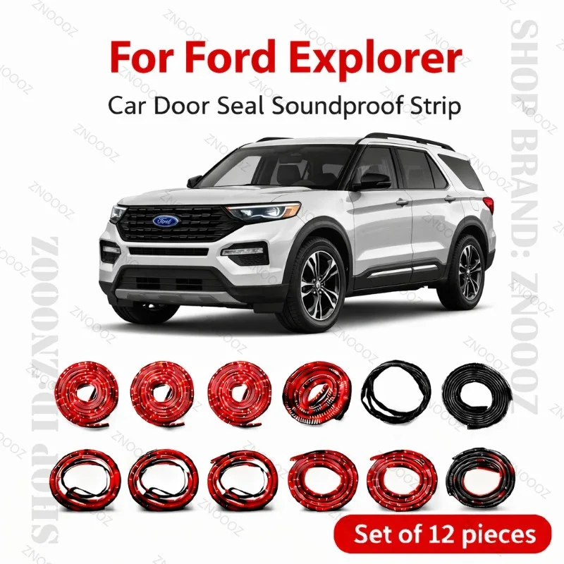 

For Ford Explorer Car Door Seal Strip Rubber Double Layer Soundproof Dustproof Waterproof Door Weatherstrip 12PCS Set